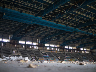 Fototapeta premium Abandoned stadium with stands