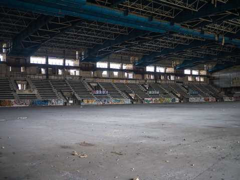 Abandoned stadium with stands