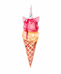 Watercolor vector nice ice cream