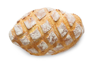 Baguette loaf with checkered crust isolated