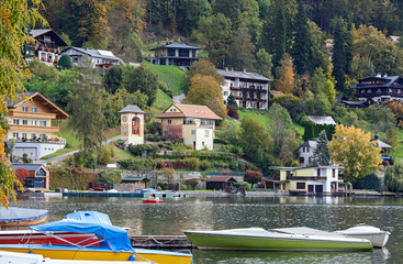 Autumn in the spa town of Millstatt am See, situated on the southern slope of the Gurktal Alps, on the northern shore of the Millstatt lake. Federal state of Carinthia, Austria