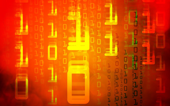red orange binary code falling numbers background