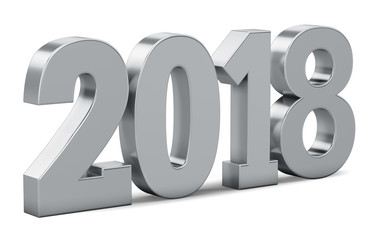 3d rendering new year 2018 isolated white background.