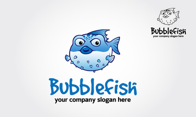 Bubble fish Vector Logo Illustration. Fish Character fill their stomachs with air to make themselves look bigger and less appealing to a predator.  © LintangDesign
