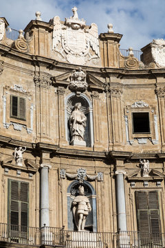 A view of the Piazza Quattro Canti in Palermo . Sicily