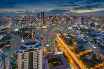 Obraz premium connection and network system concept
