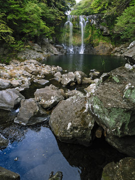 cheonjeyeon waterfall in jeju south korea