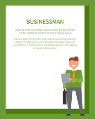 Businessman Poster Frame for Text and Smiling Man