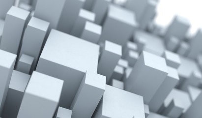 3D Rendering Of Different Size Cubes With Soft Focus