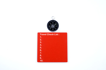 isolated compass and red board in white back ground