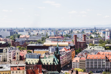 Fototapeta na wymiar Panorama of Wroclaw, tilt-shift effect