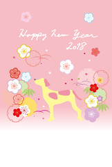 2018おしゃれ犬 縦 二 ピンク