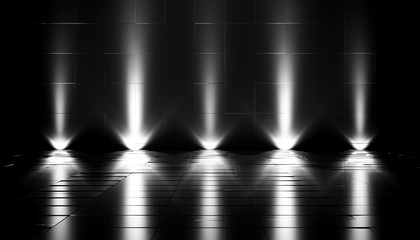 Elegant futuristic light and reflection with grid line background. 3D rendering.