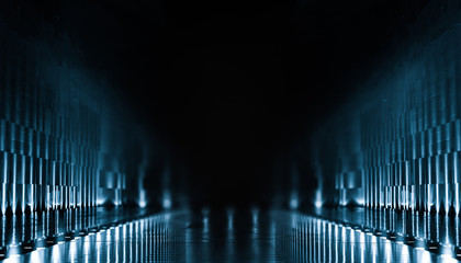 Elegant futuristic light and reflection with grid line background. 3D rendering.