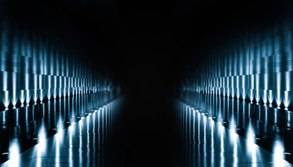 Elegant futuristic light and reflection with grid line background. 3D rendering.