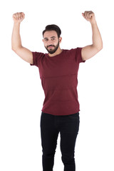 holding something up