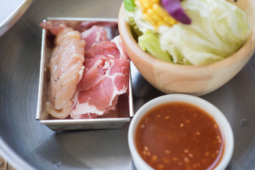 Sliced pork and vegetables