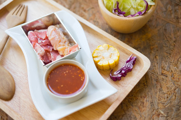 Shabu pork meat slides with dip