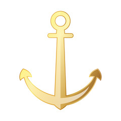 Golden anchor icon. Vector illustratio