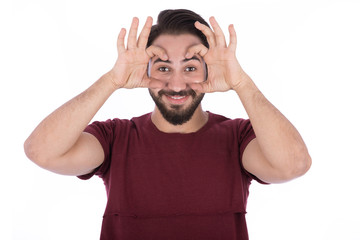 Naklejka premium binoculars hands