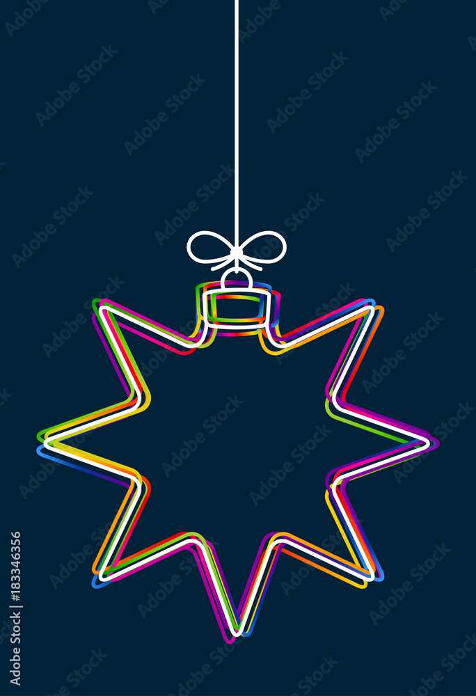 Leinwandbilder vector hanging abstract colorful christmas ball on a string with a bow consisting of multicolored ou
