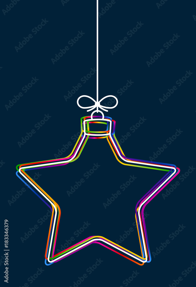 Leinwandbilder vector hanging abstract colorful christmas ball on a string with a bow consisting of multicolored ou