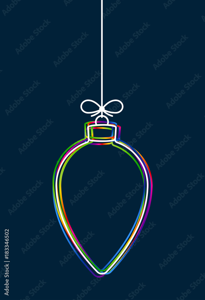 Leinwandbilder vector hanging abstract colorful christmas ball on a string with a bow consisting of multicolored ou