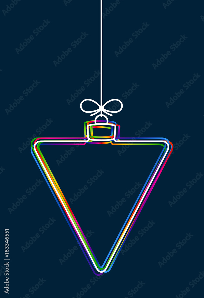 Leinwandbilder vector hanging abstract colorful christmas ball on a string with a bow consisting of multicolored ou