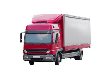 medium sized delivery truck isolated on white