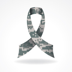 Digital Camo Military Support Ribbon Illustration © enterlinedesign