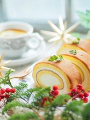 ロールケーキでティータイム