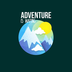 Mountain illustration, outdoor adventure. Retro style adventure logo. Vector illusrration