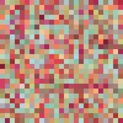 Seamless abstract background with red, brown, green squares, vector illustration