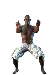 Black Man Fighting Stances Isolated on White