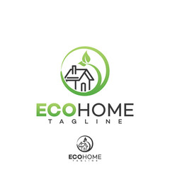 Home logo, green eco house real estate