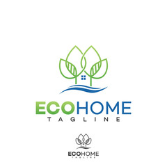 Home logo, green eco house real estate