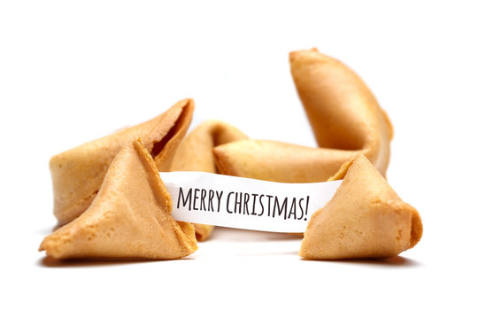 Photo of chinese cookies with paper for wishes