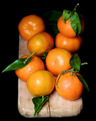 Ripe Tangerines with Leafs