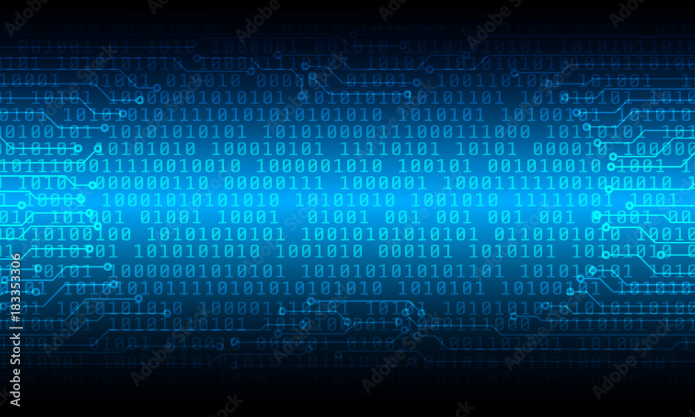 Poster Circuit Board With Encoder And Decoder Binary Code Vector Background
