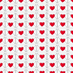 Valentine's day love letters seamless pattern. Doodle style.
