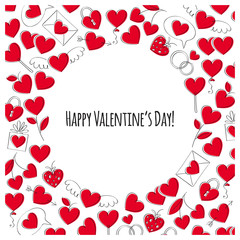 Valentine's day greeting card. Doodle style.