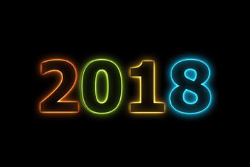Happy New Year 2018 design with neon color.