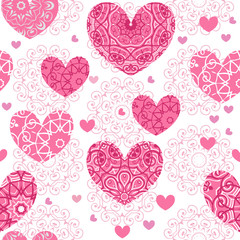 Seamless pattern with hearts. Romantic background in pastel colors. Decorative ornament for fabric, textile, wrapping paper.