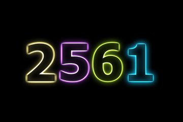 Happy New Year 2561 design with neon color.