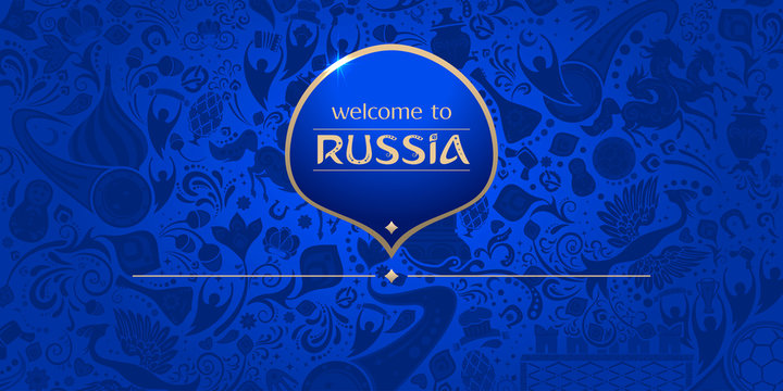 Welcome to Russia, horizontal banner, vector template