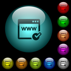 Domain registration icons in color illuminated glass buttons
