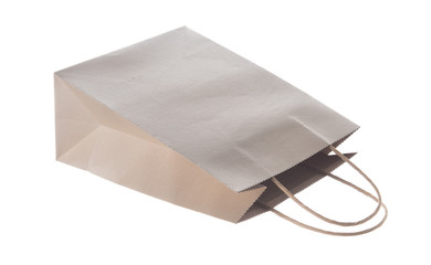 Brown shopping bag on white background