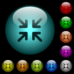 Minimize arrows icons in color illuminated glass buttons