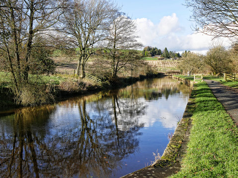 Salterforth England  The Leeds Liverpool Canal at Salterforth in the beautiful countryside on the Lancashire Yorkshire border in Northern England
