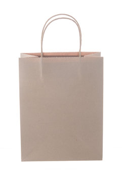 Brown shopping bag on white background